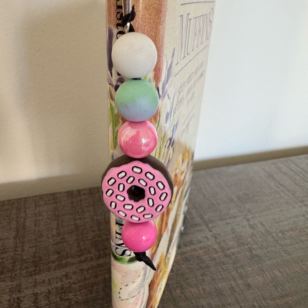 Colorful Pink Beaded Donut Bookmark - NWOT